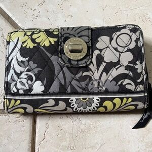 Vera Bradley Black Gray Yellow Wallet